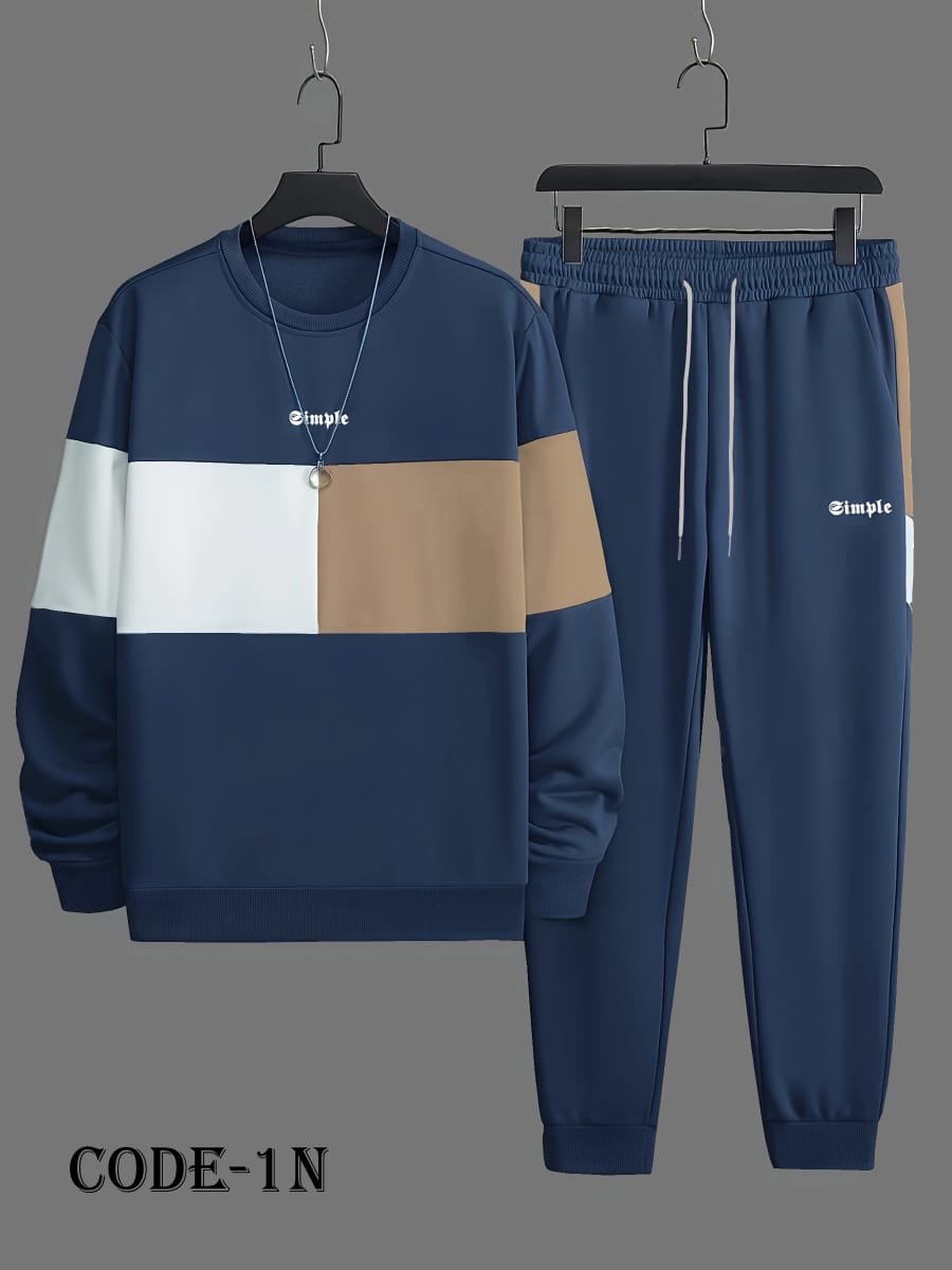 Men's Long Sleeve Sweatshirt And Sweatpants Joggers Set For Winter - 1N